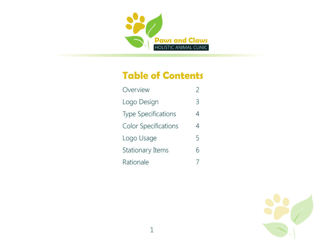 Brand Guide Table of Contents