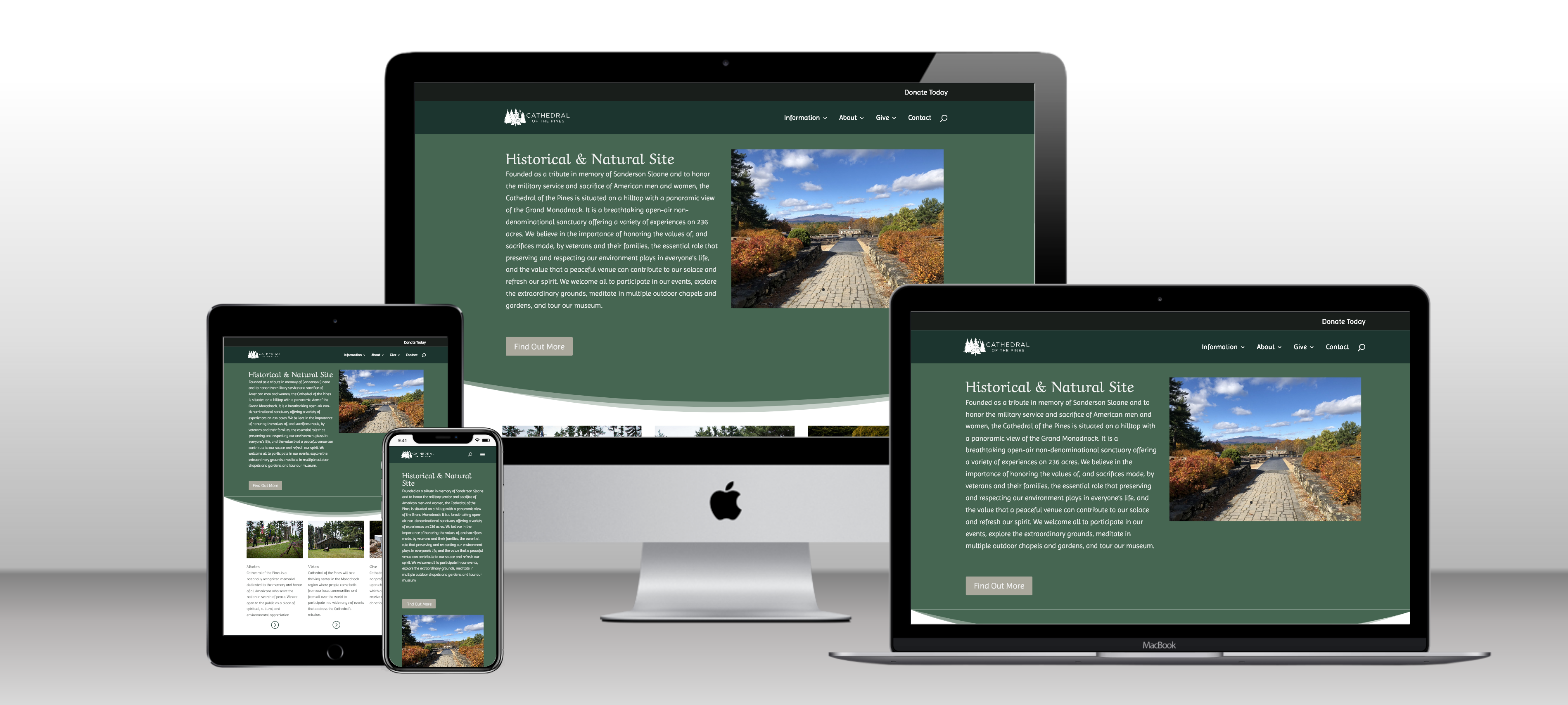 Cathedral of the Pines web design by Sunnvalley LLC.