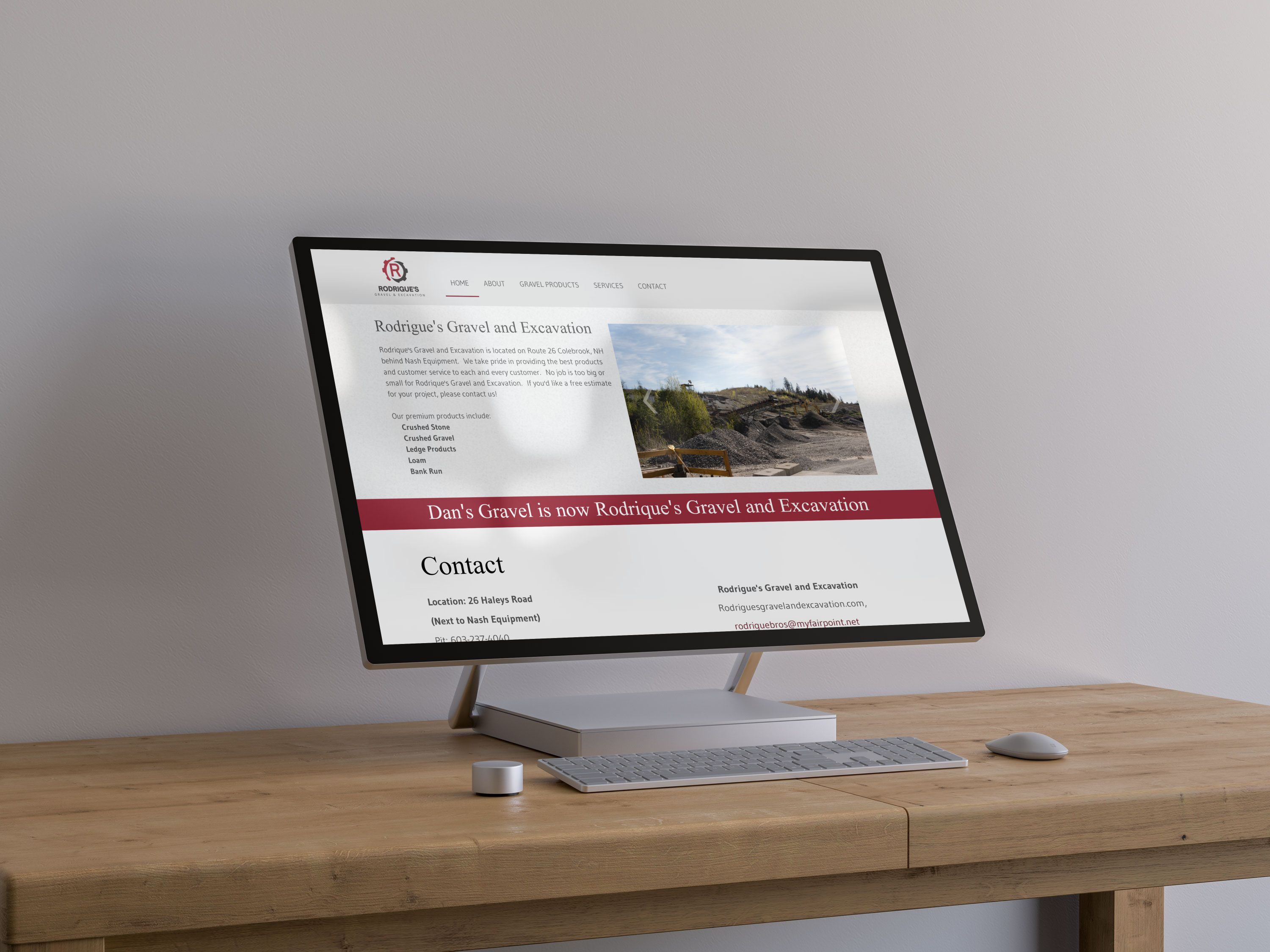 Rodrique Gravel and Excavation web design by Sunnvalley LLC.