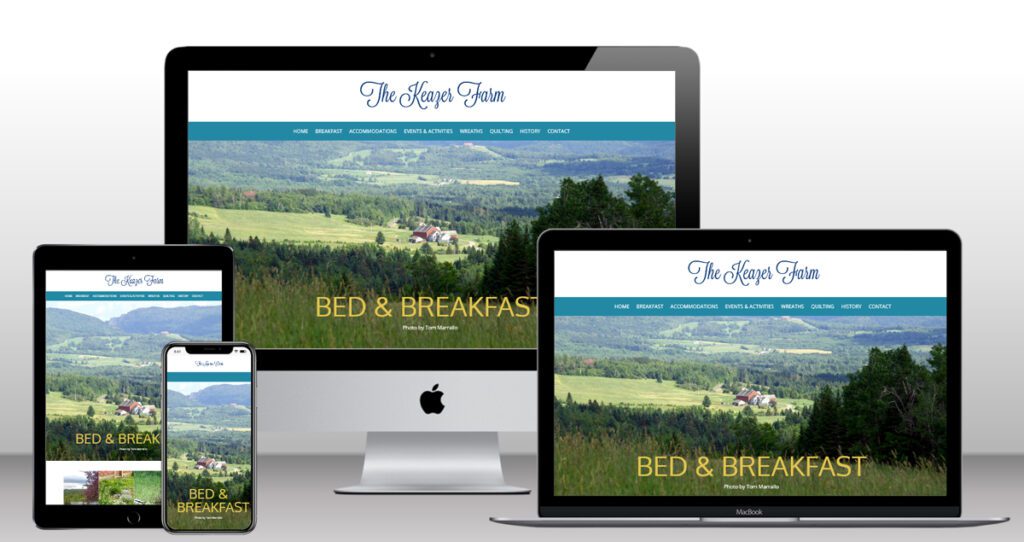 The Keazer Farm Bed and Breakfast, Colebrook, NH Web Design Service