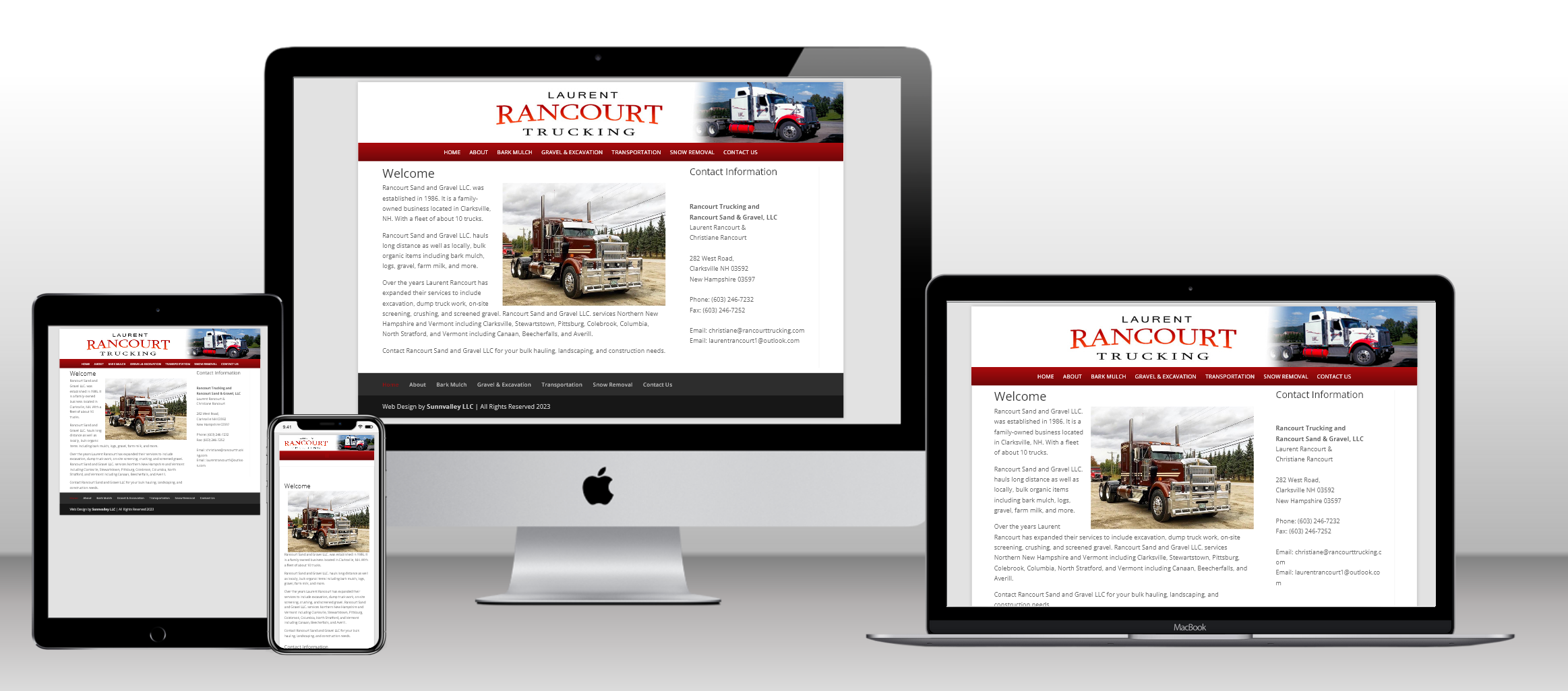 Rancourt Trucking, Clarksville, NH Web Design