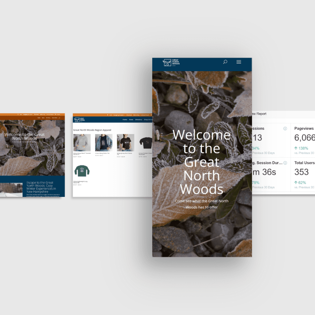 Great North Wood Region website with ecommerce and directory.