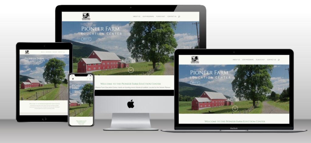 New Website Design by NH Web Design Company, SunnValley LLC for Pioneer Farm Education Center, Columba, NH.