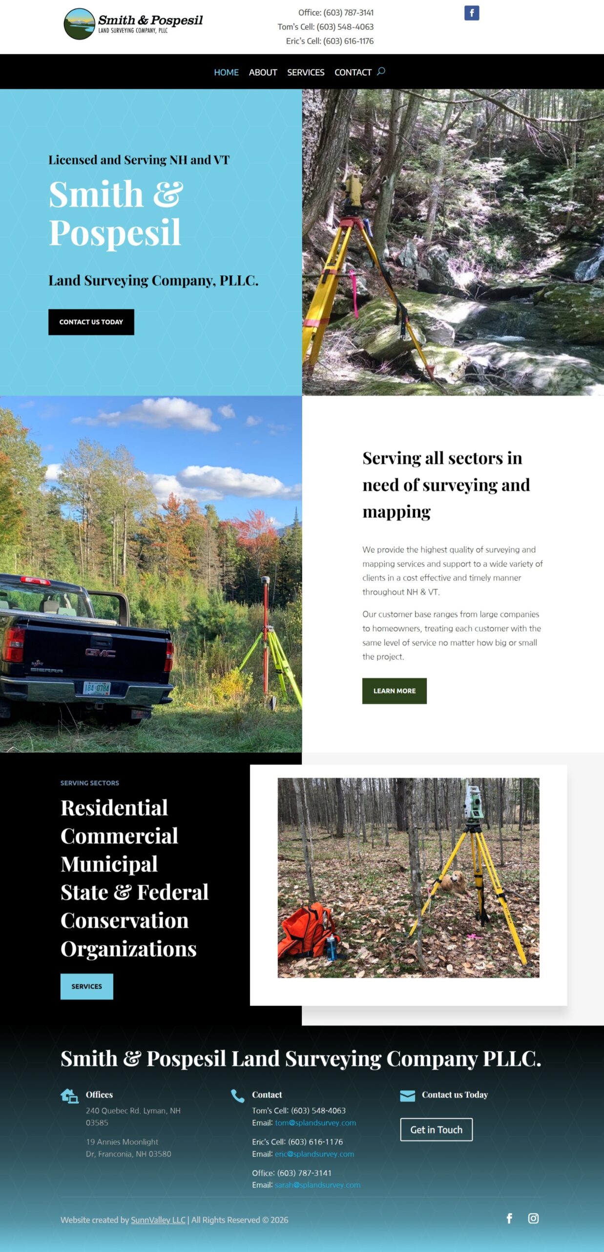 Smith and Pospesil Survey Company, Littleton, NH Web Design